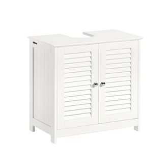 SoBuy Armario para debajo del lavabo 2 puertas y 2 estantes mdf blanco