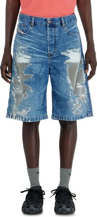 Diesel Shorts in devor&eacute; denim - Denim short pants - Unisex - Blue