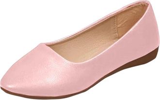 Generic Ladies Flat Shoes Comfortable Casual Ballet Flats Pointed Toe Solid Color Classic Stylish Breathable Slip On Walking Flats Shoes Work Shopping Pink