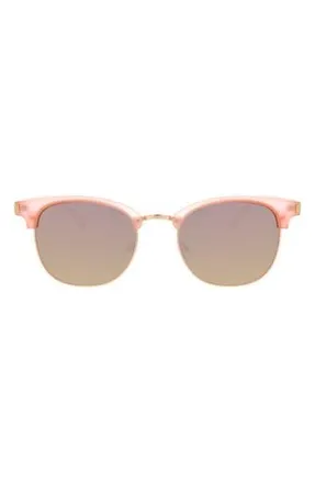 Hurley 52mm Retro Half Rim Sunglasses in Crystal Blush at Nordstrom Rack