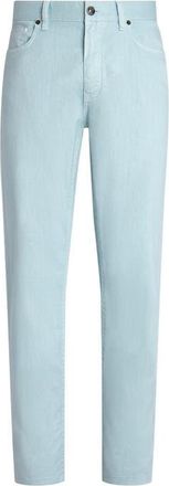 Ermenegildo Zegna Roccia Slim Fit Linen & Cotton Stretch Twill Jeans in Light Blue Fantasy at Nordstrom, Size 33