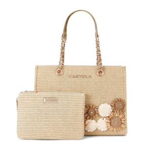 Carvela Womens Sorrento Flower Tote Bag - Beige Fabric - One Size