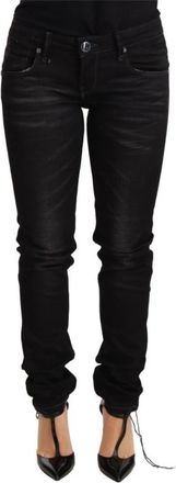 Acht Low Waist Skinny Denim - Dames - Slim Fit Jeans - Zwart - W26 - Denim - Jeans