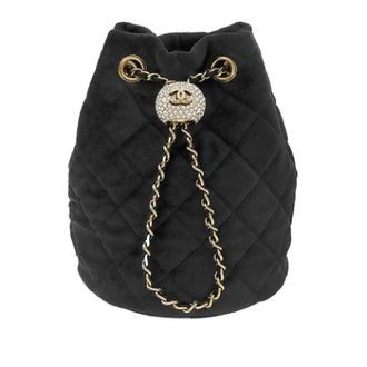 Chanel Vintage, unisex, Zwart, ONE Size, Pre-owned Quilted Velvet Bucket Bag