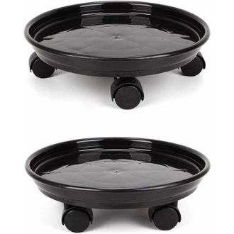 Elle Juego De 2 Cestas Para Plantas, Soporte Redondo Con Ruedas Para Macetas De 30 Cm, Soporte Resistente Para Macetas Con Ruedas, Carrito Para Transportar