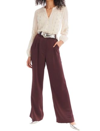Allison New York Joan Satin Pants In Chocolate