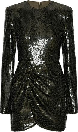 Rotate Sequins Ls Mini Jurk - Dames - Feestkleedjes - Groen - M - Polyester - Kleedjes