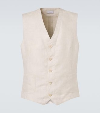 Brunello Cucinelli Herringbone linen vest