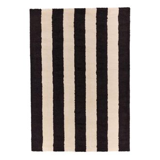 Sweeek Alfombra interior con rayas en blanco y negro