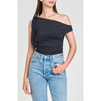 Wayf Say Less Asymmetric Top in Black at Nordstrom Rack, Size X-Small