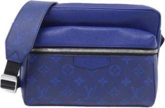 Louis Vuitton Pre-owned Outdoor Messenger - Heren - Vintage Schoudertas - Blauw - ONE Size - Leer - Vintage