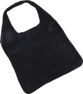 Yarnow Retro Hollow Out Knitting Shoulder Bag Large Capacity Handbag for Women Casual Beach Party Shopping Date Black