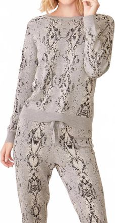 Monrow Snake Raglan Sweater In Heather Grey