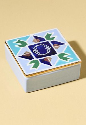 Anthropologie Quilted Monogram Trinket Box