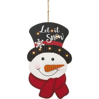 Glitzhome 19H Lighted 3D Wooden Metal Snowman Wall Decor in Red at Nordstrom, Size Medium