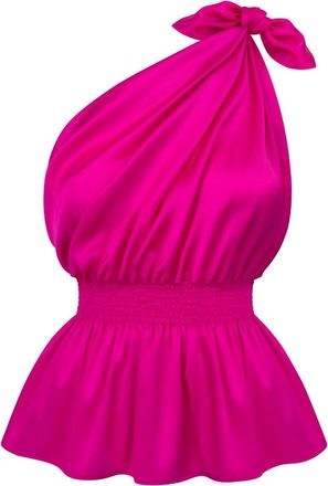 Monica Nera Demi Silk Top In Fuchsia