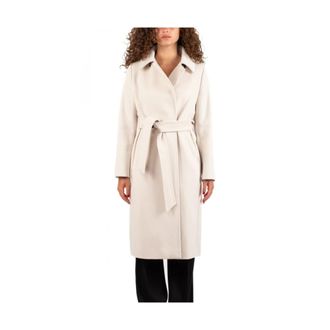 Max Mara Jassen, Dames, Beige, XS, Wol, Stijlvolle Jas met Bcollag Design