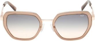 Abercrombie & Fitch 53mm Gradient Geometric Sunglasses in Shiny Light Brown /Brown at Nordstrom