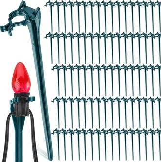 OEM Paquete De 100 Varillas Luminosas Navide&ntilde;as De Pl&aacute;stico Universales, De 17,8 Cm, Para C&eacute;sped, C7, C9, Jard&iacute;n, Patio Y Decoraci&oacute;n De Caminos (verde, 10