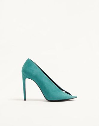 Valentino Garavani D&eacute;collet&eacute; Open Toe R&eacute;v&eacute;l&eacute; In Camoscio 105Mm Donna VERDE ACQUA 35.5