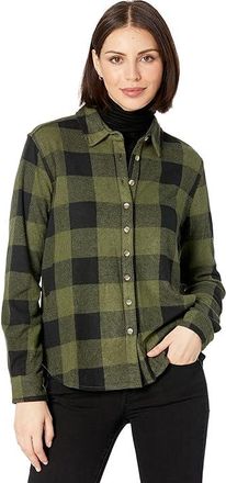 True Grit Railey Sweater Knit Long Sleeve Scout Plaid Shirt Shacket Womens Clothing Olive : MD, Spandex/Rayon/Polyester