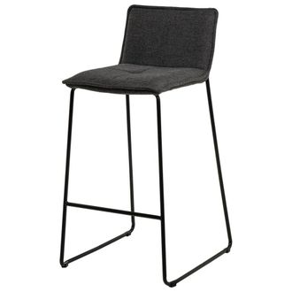 Koketto Home Taburete alto asiento polipiel gris oscuro patas metalicas