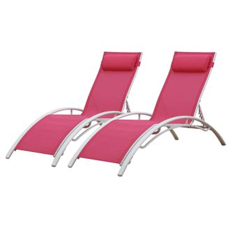 Happy Garden Happy Garden - Lote De 2 Tumbonas Galapagos En Textileno Rosa Aluminio Blanco