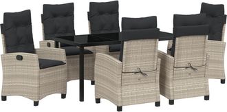 vidaXL Garden Dining Set 7 pcs Light Grey Poly Rattan Vidaxl