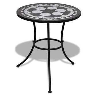 vidaXL Mesa De Bistro Terraza Mosaico Negro Y Blanco 60 Cm Vidaxl