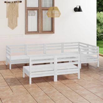 vidaXL Vidaxl - Juego De Muebles De Jard&iacute;n 7 Piezas Madera Maciza Pino Blanco