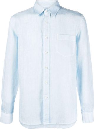 120% Lino button-up linen shirt - men - Linen/Flax - XXXXL - Blue
