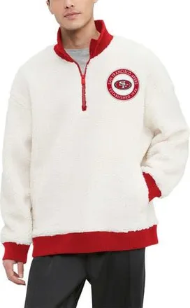 Tommy Hilfiger Mens Tommy Hilfiger Cream San Francisco 49ers Jordan Sherpa Quarter-Zip Sweatshirt at Nordstrom, Size X-Large