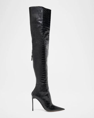 Tom Ford Vertigo 105MM Croc-Embossed Leather Boots