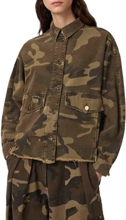 AllSaints Hettie Camo Shacket in Camo Green at Nordstrom, Size X-Small