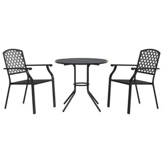 Berkfield Home Stackable Garden Chair Set 3 pcs Anthracite Powder-coated Steel in Black