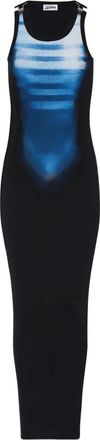 Jean Paul Gaultier Gestreepte Grafische Print Maxi Jurk - Dames - Maxi kleedjes - Blauw - XS - Katoen - Kleedjes