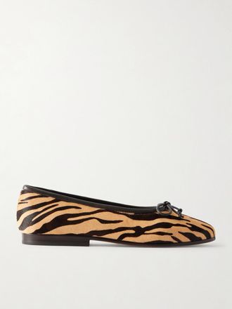 Loeffler Randall Ballerine In Cavallino Zebrato Con Finiture In Pelle E Fiocco Noelle - Stampa animalier