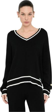 Liu Jo Sweatshirts & Hoodies - Dames - V-hals truien - Zwart - S - Truien & Vesten