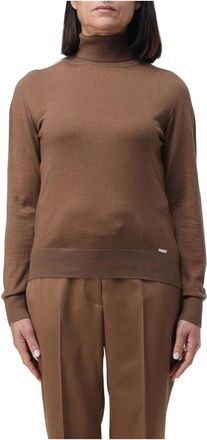 Kiton High Neck Sweater - Dames - Coltruien - Bruin - 2XS - Wol - Truien & Vesten