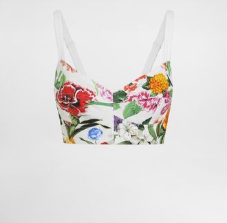 Dolce & Gabbana Cotton Corset Bralette Top With Floral Print - Woman Shirts And Tops Print 36