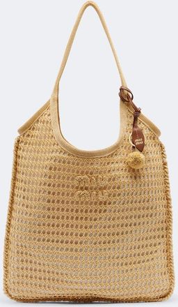 Miu Miu Ivy crochet raffia-effect shopper