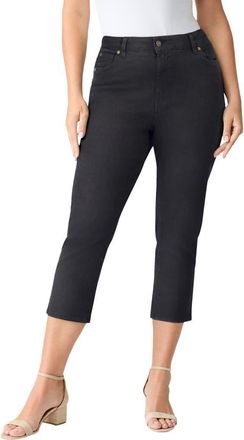 Roaman's Plus Size 24/7 Stretch Capri Jean in Black Denim at Nordstrom, Size 16