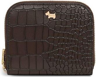 Radley London Percy Grove Croc Embossed Leather Wallet in Dark Oak at Nordstrom Rack
