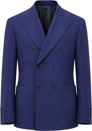 Eleventy Dubbele-breasted Jas - Heren - Blazers - Blauw - L - Wol - Jassen