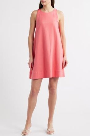 Charles Henry Sleeveless Linen Blend Trapeze Dress in Coral at Nordstrom Rack, Size X-Small