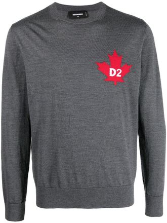 Dsquared2 maple leaf-motif sweater - men - Virgin Wool - S - Grey