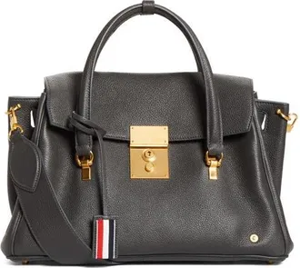 Thom Browne Bolton Pebble Grain Leather Satchel in Dark Grey at Nordstrom