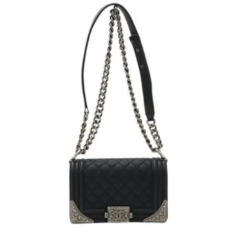 Chanel Pre-owned Leren Schoudertas - Dames - Pre-owned - Zwart - Maat: ONE Size Leer