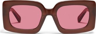 Quay Talk Show 53mm Square Sunglasses in Dark Brown/Magenta at Nordstrom