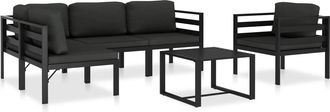 vidaXL Set Muebles De Jard&iacute;n 6 Pzas Y Cojines Aluminio Gris Antracita Vidaxl